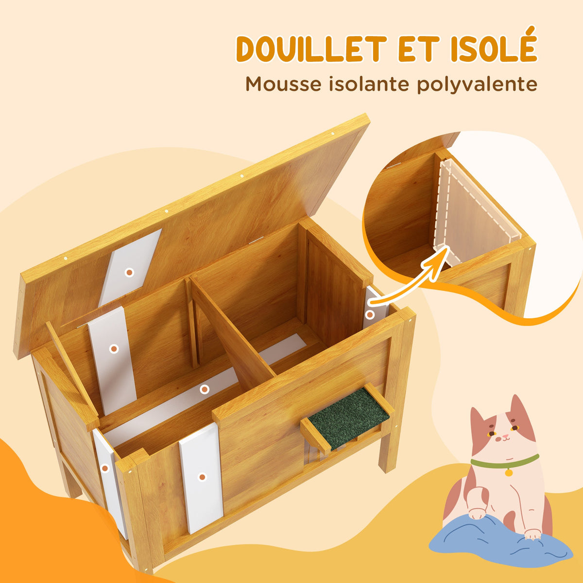 Maison isolée pour chat d'extérieur en hiver