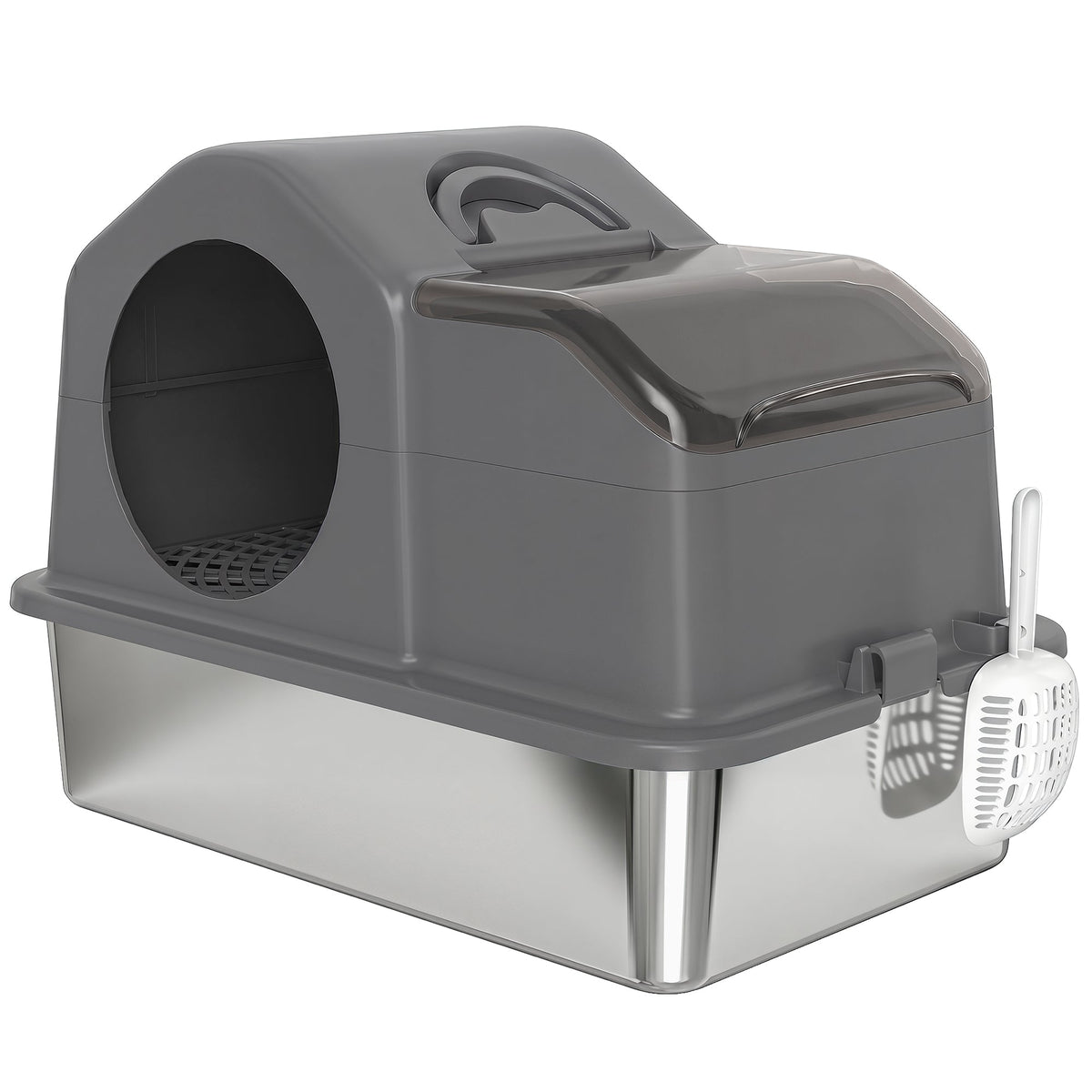Maison de toilette fermée pour chat en inox