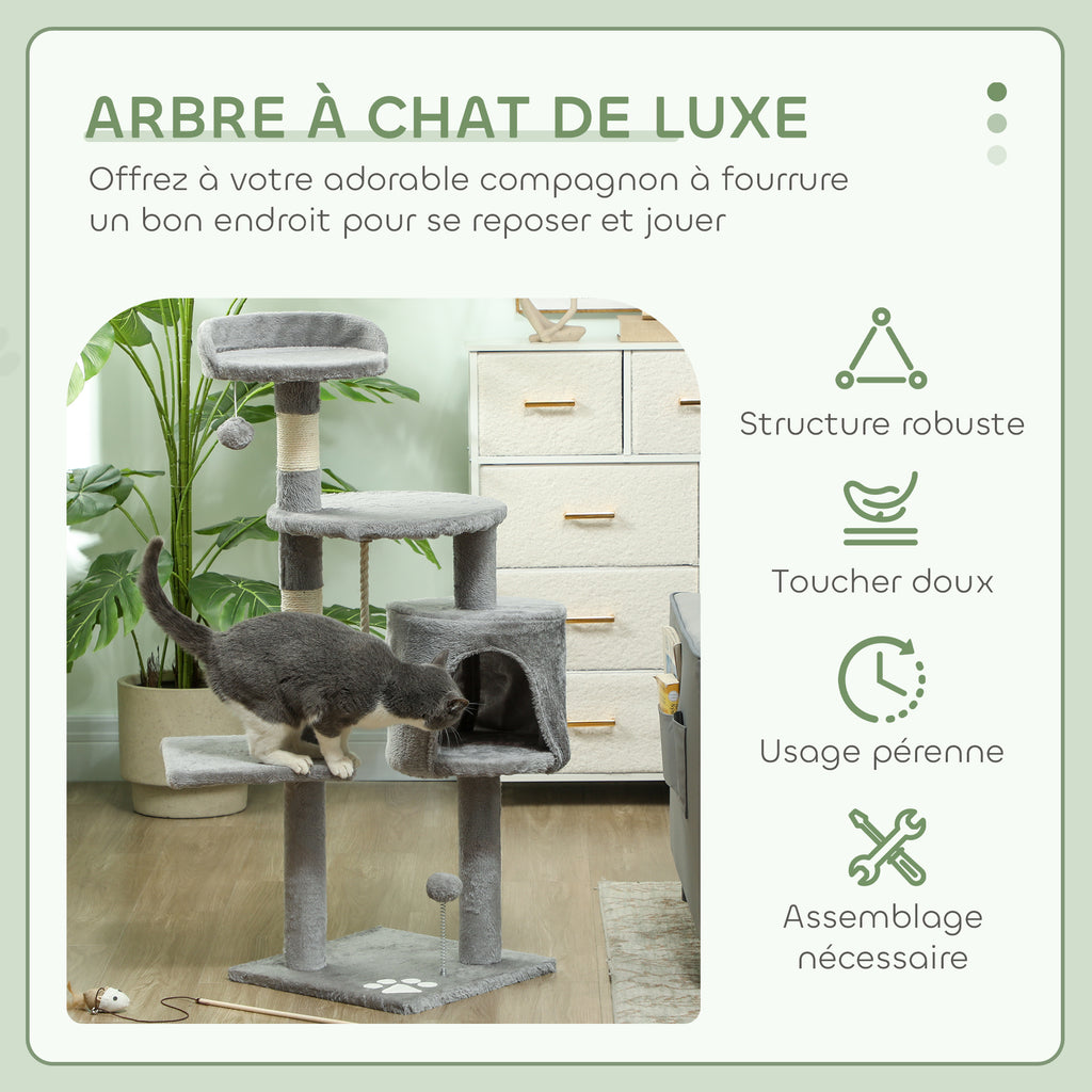 Arbre à chat 114 cm avec niche et hamac – vue 6