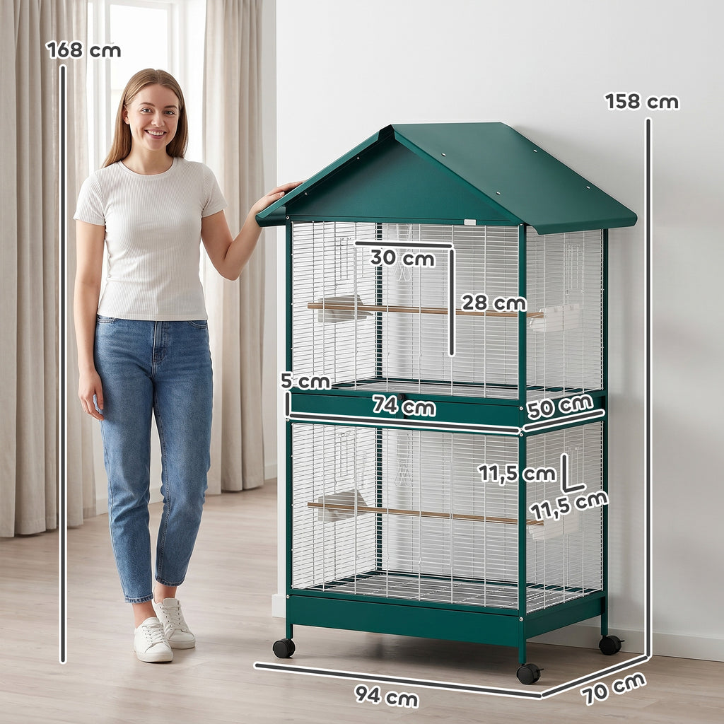 Grande volière sur roulettes avec cloison amovible – vue 2