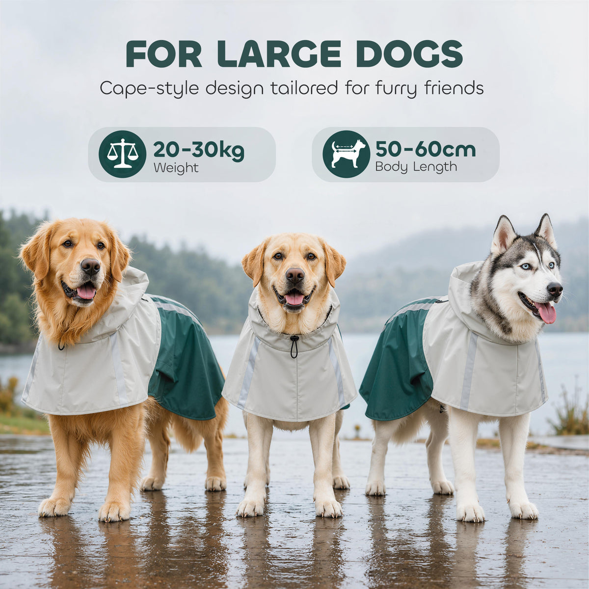 Imperméable pour chien avec capuche, vert – vue 5