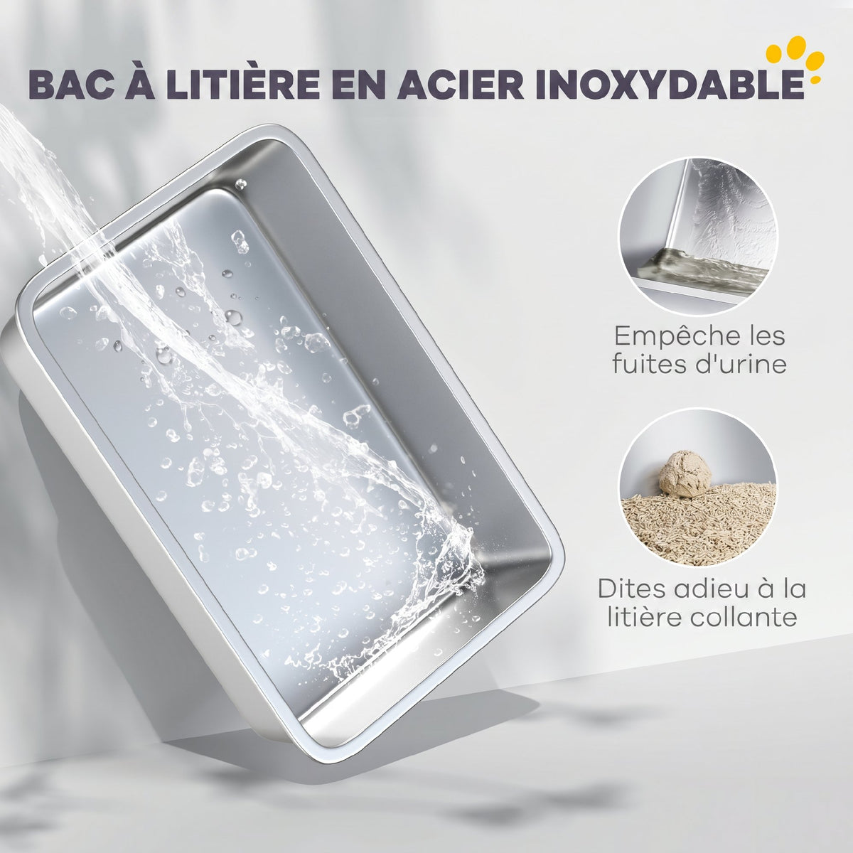 Maison de toilette fermée pour chat en inox gris foncé – vue 5