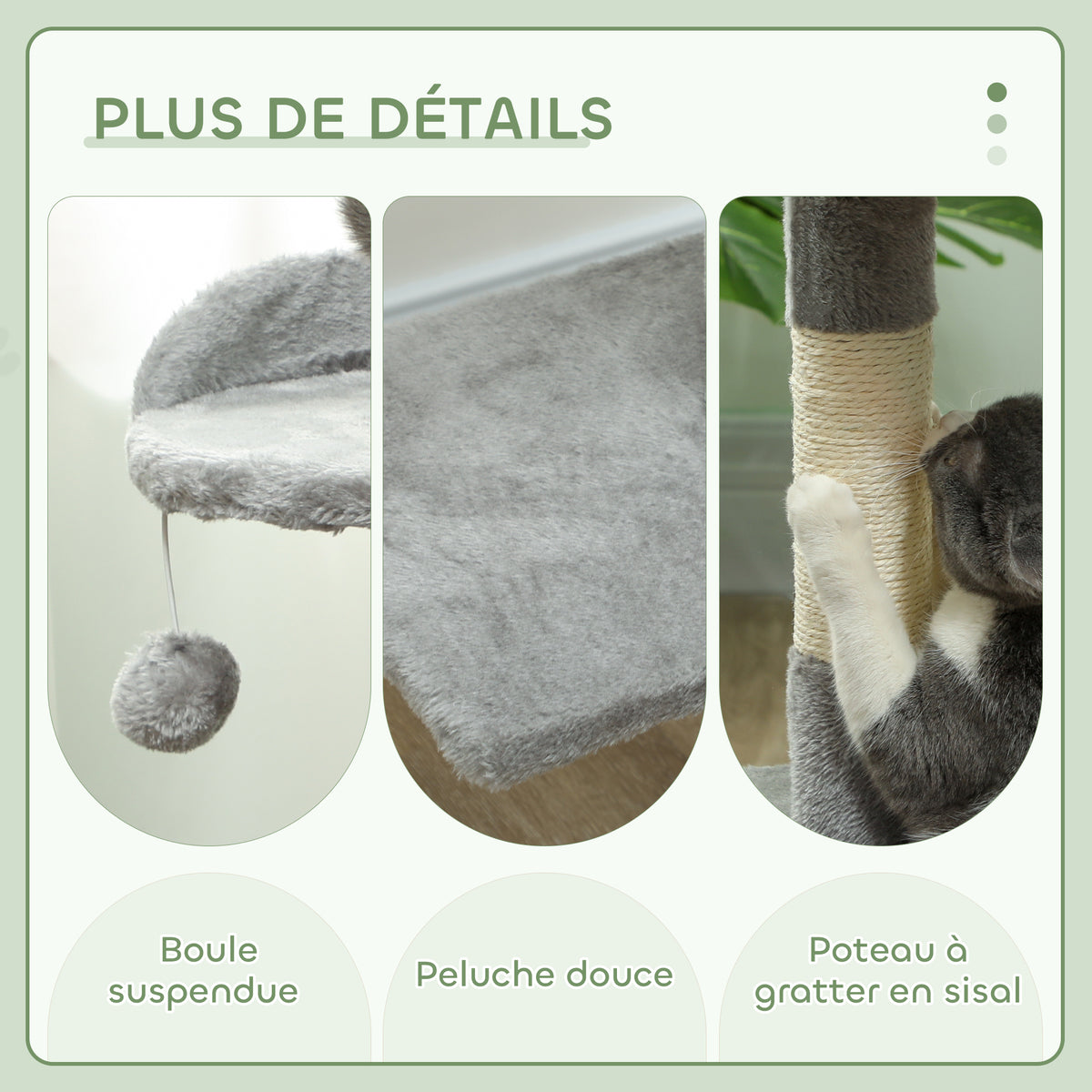 Arbre à chat 114 cm avec niche et hamac – vue 3
