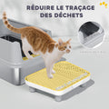 Bac à litière XL en acier inoxydable avec parois hautes