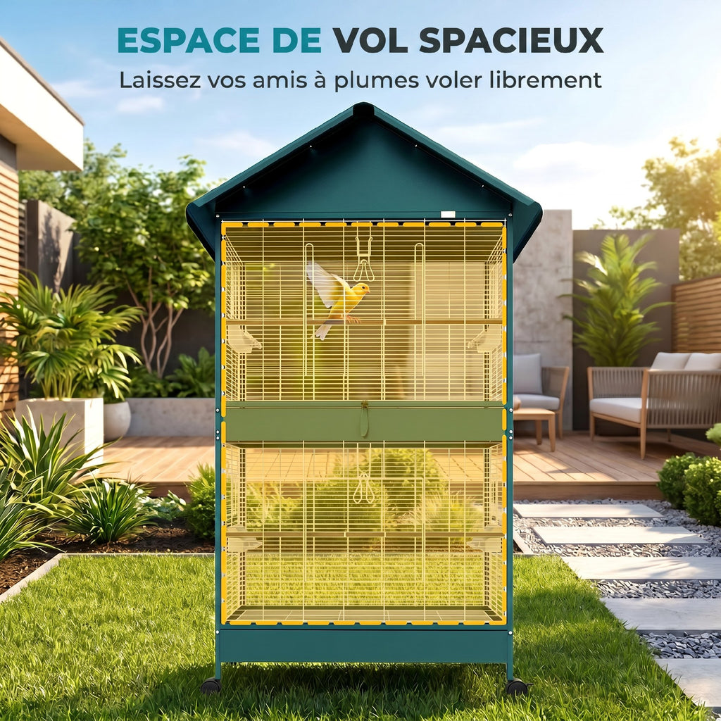 Grande volière sur roulettes avec cloison amovible – vue 7