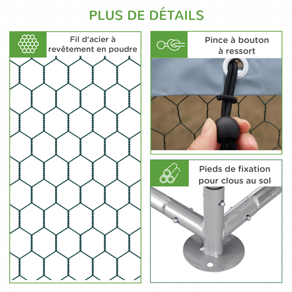 Enclos poulailler extérieur 18 m² en acier galvanisé – vue 8