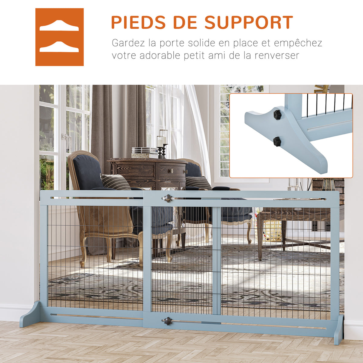 Barrière pour chien en bois autoportante 104-180 cm – vue 2