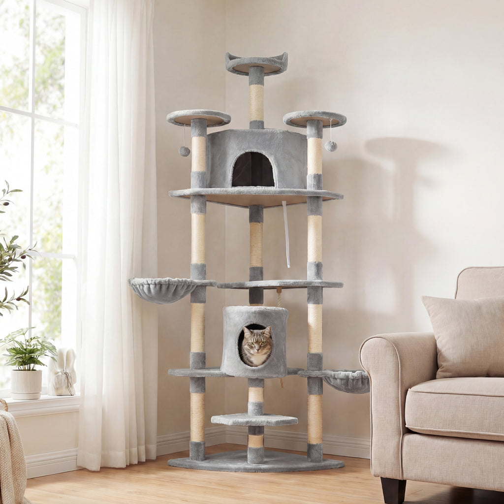 Arbre à chat XXL 200 cm avec plateformes et niches – vue 2