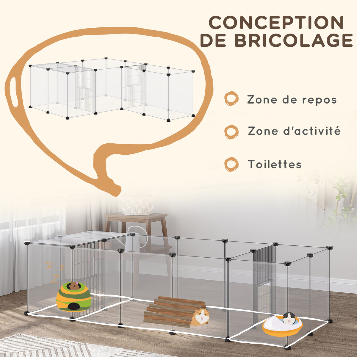 Enclos modulable pour petits animaux 20 panneaux – vue 8