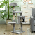 Arbre à chat gris de 114 cm avec niche et hamac