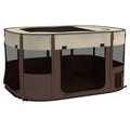 Parc pliable crème et marron pour chiot