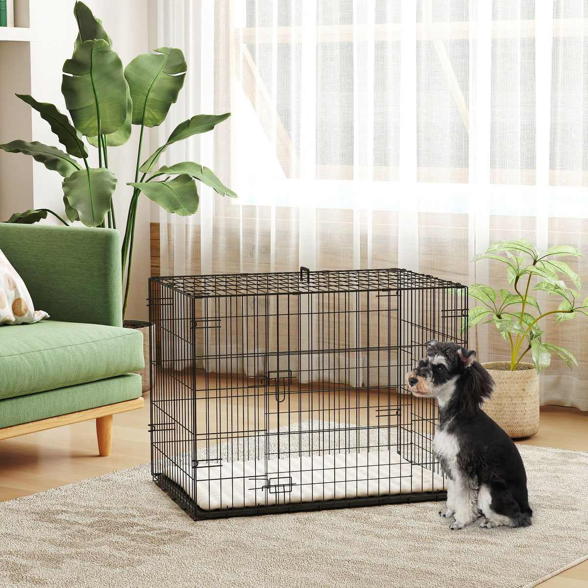 Cage de transport pliable pour petit chien avec coussin