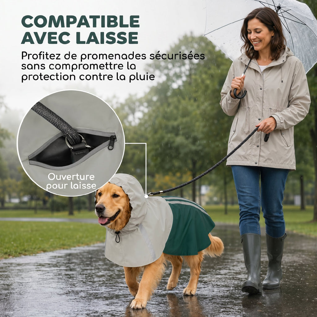 Imperméable pour chien avec capuche, vert – vue 4
