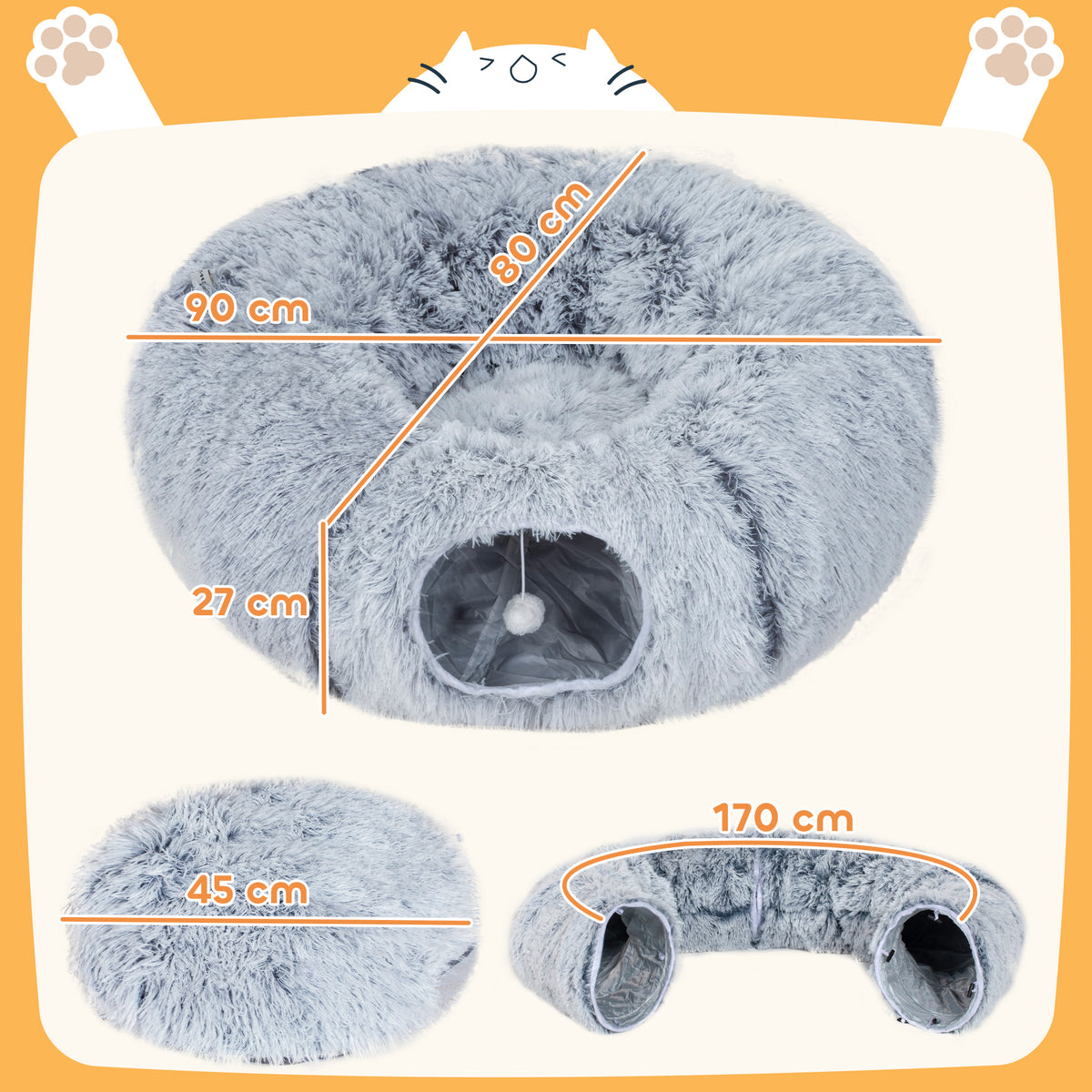 Tunnel pour chat avec lit donut – vue 5