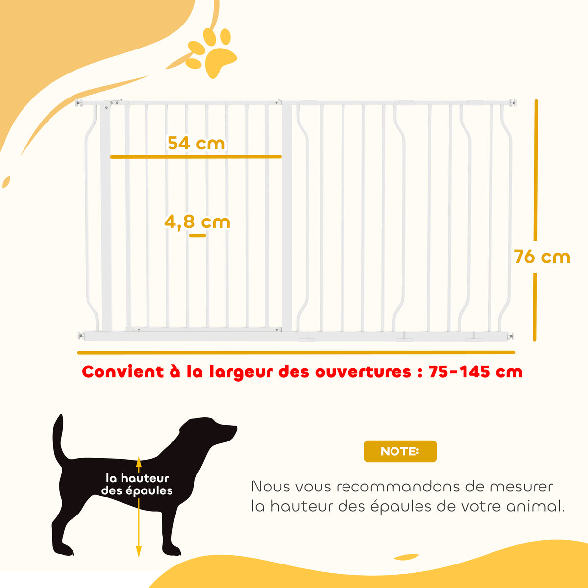Barrière de sécurité extensible blanche pour chien