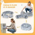 Tunnel pour chat gris avec lit donut