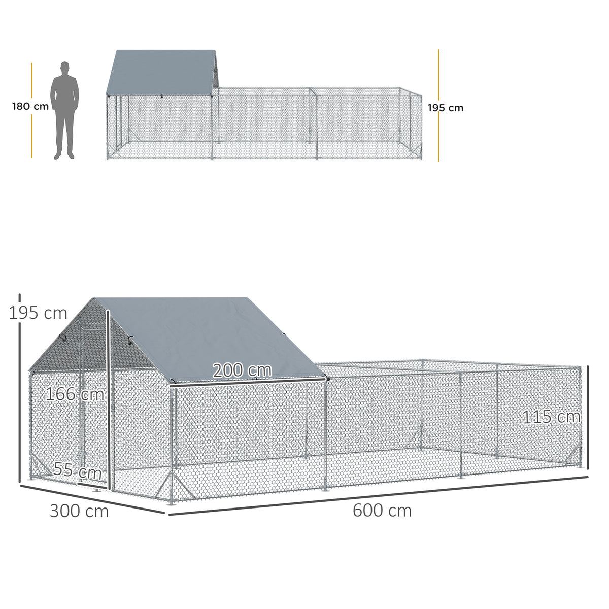 Enclos poulailler extérieur 18 m² en acier galvanisé – vue 6