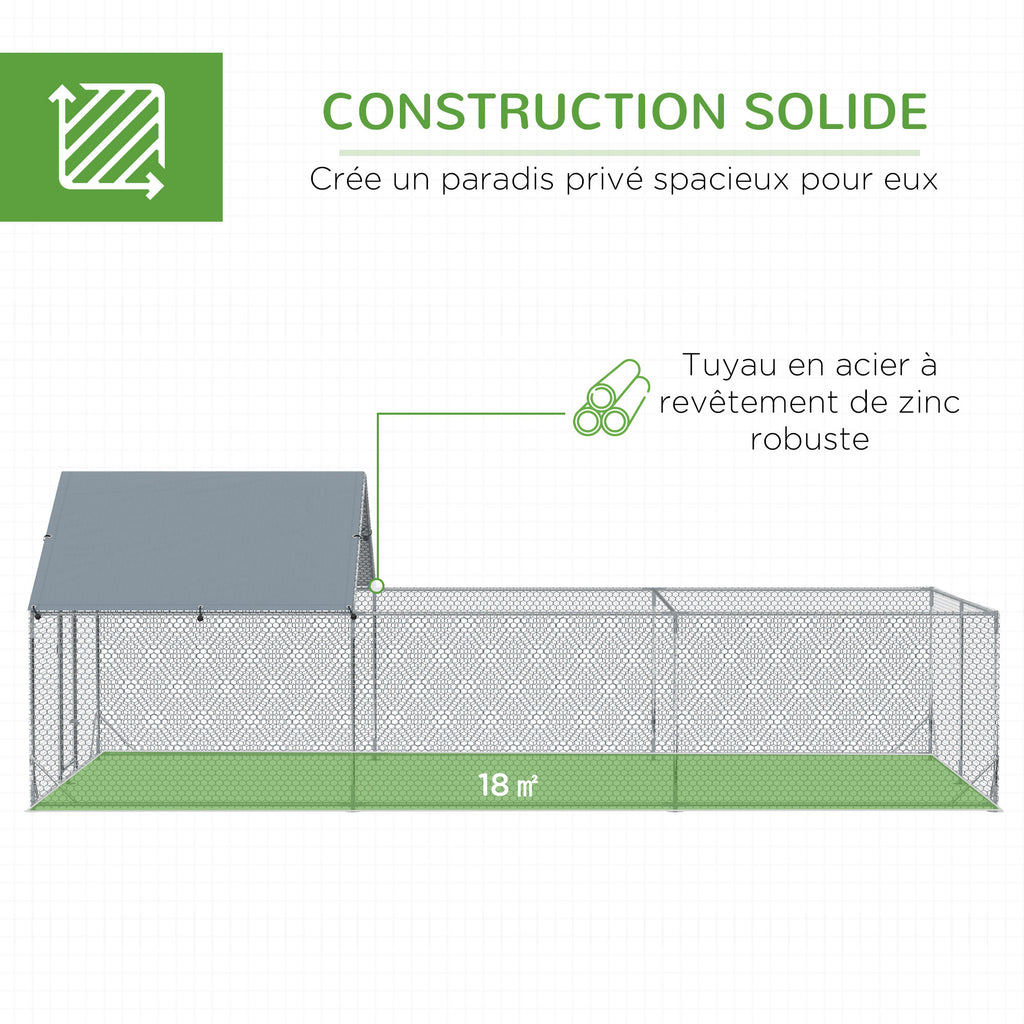 Enclos poulailler extérieur 18 m² en acier galvanisé – vue 2