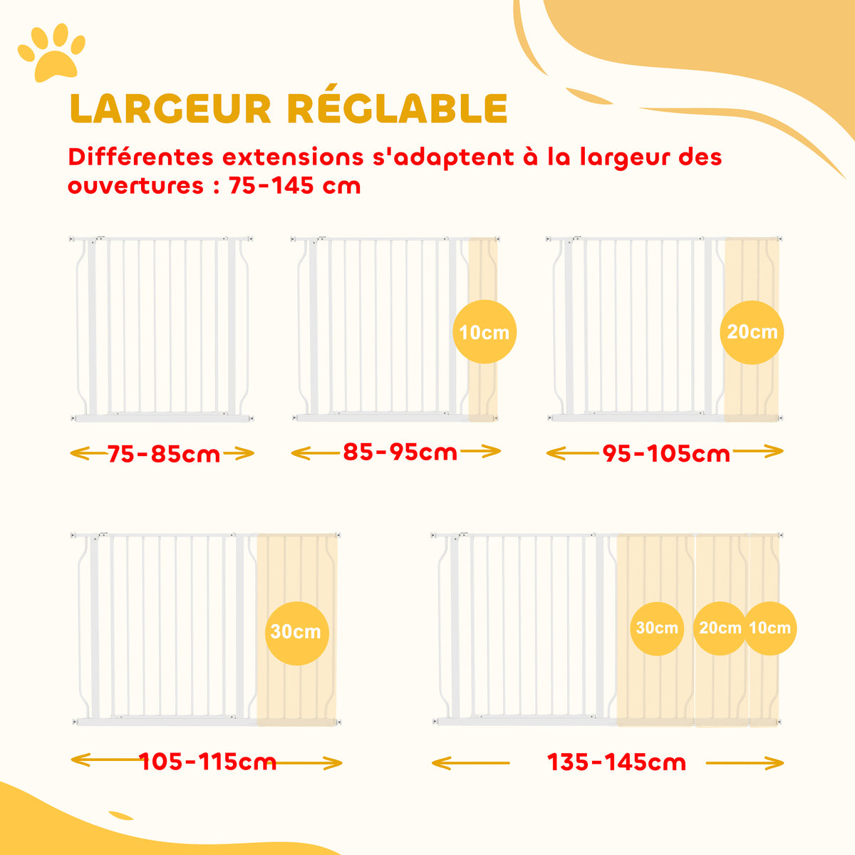 Barrière de sécurité extensible pour chien 75-145 cm – vue 7