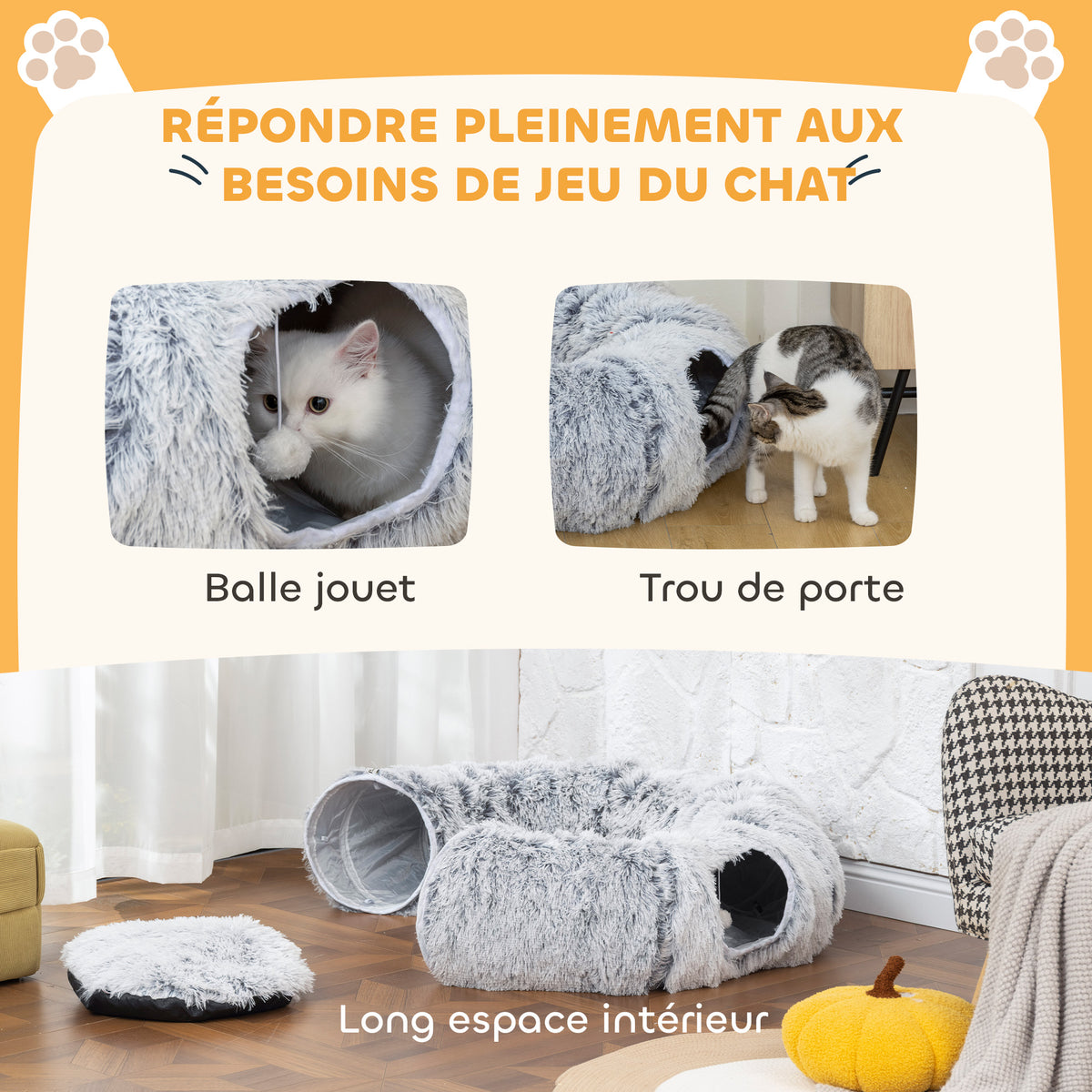 Tunnel pour chat avec lit donut – vue 7