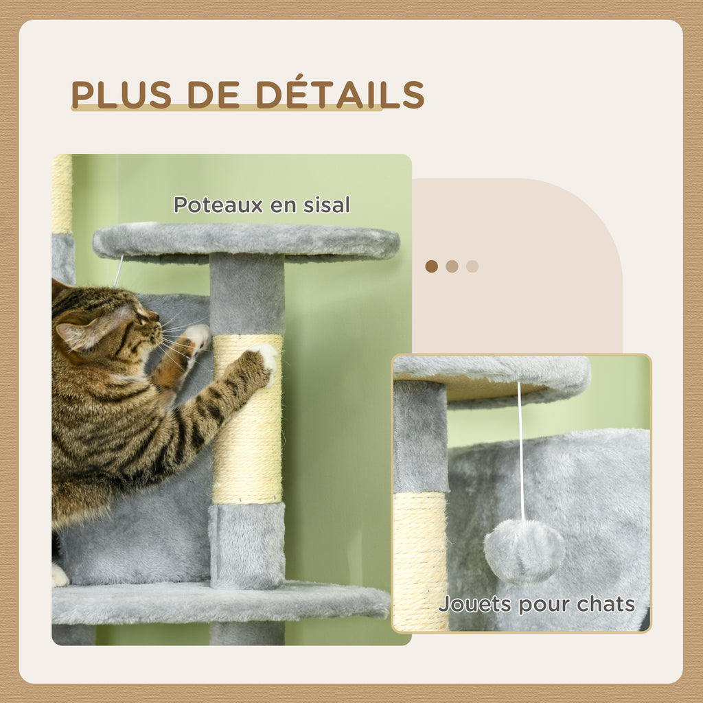 Arbre à chat XXL de 200 cm avec 6 plateformes et 2 niches